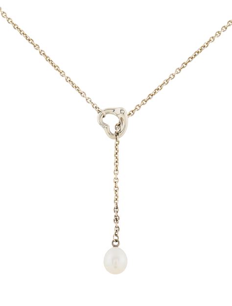 Tiffany And Co Pearl Open Heart Lariat Necklace Necklaces Tif57052