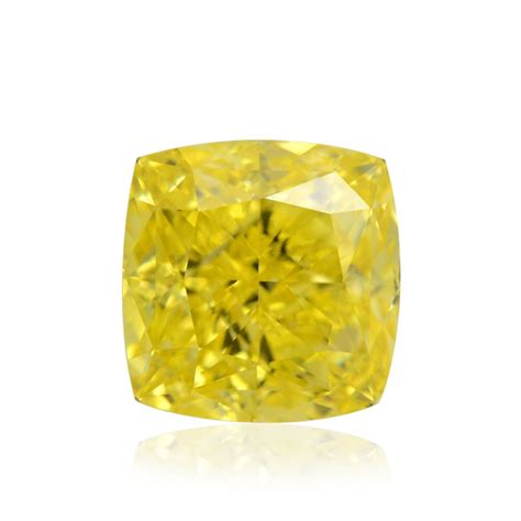 074 Carat Fancy Intense Yellow Diamond Cushion Shape Vs1 Clarity