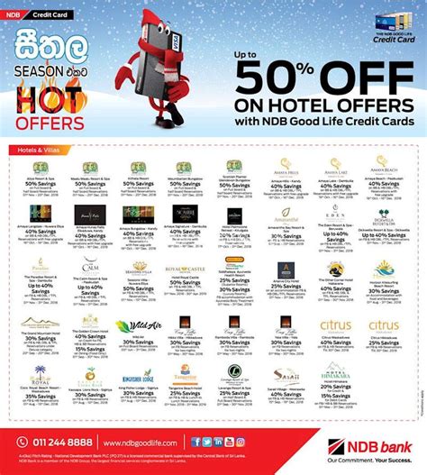 Maybe you would like to learn more about one of these? Upto 50% Off on Hotel Offers with NDB Good Life Credit Cards
