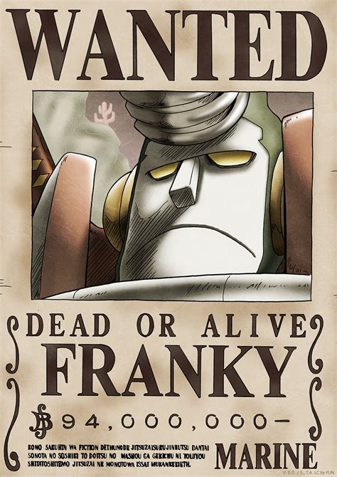 One Piece Wanted Dead Or Alive Poster Franky Official Licensed