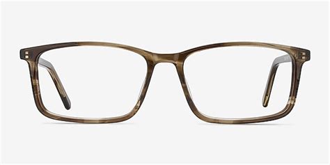 Crane Rectangle Brown Striped Full Rim Eyeglasses Eyebuydirect