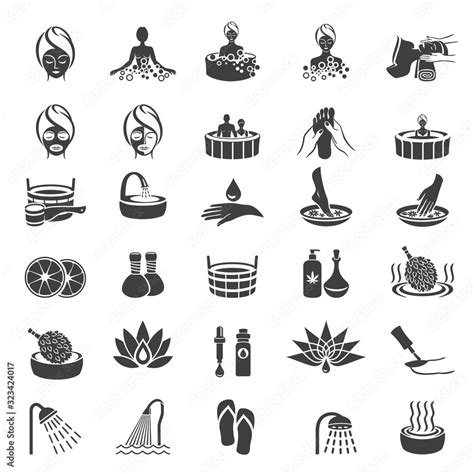 Simple Set Of Spa Vector Icons Body Care And Cosmetics Services Wellness Symbols Collection On