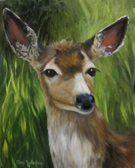 Animal Painting 16x20 Canvas Dorothy The Deer Original Oil Etsy