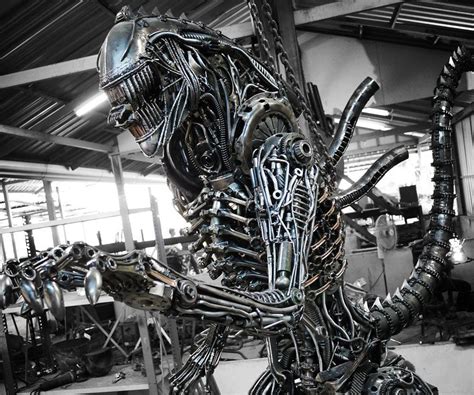 Alien Xenomorph Metal Art Monster Sculpture Recycle Metal Art