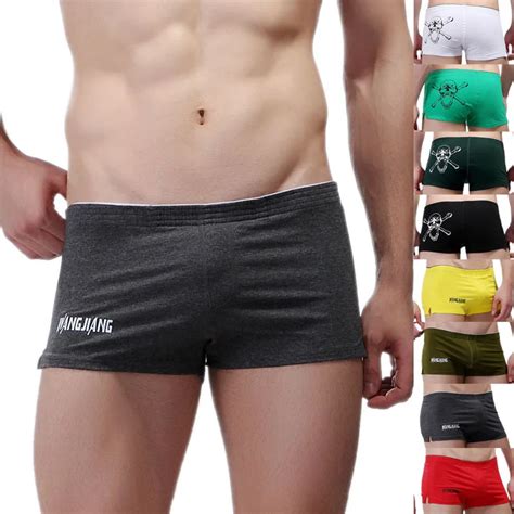 Free Shipping Mens Cotton Boxer Shorts Mens New Design Underwear Boxers Low Rise Inside Pouch