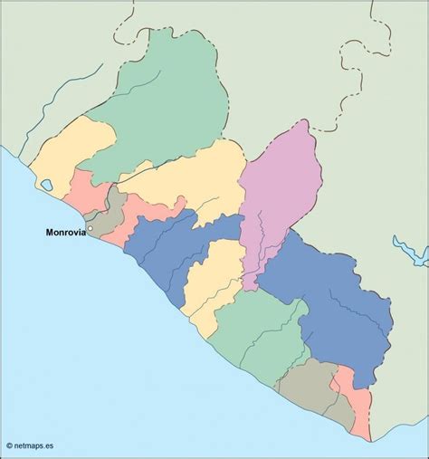 Liberia Presentation Map Vector Maps Netmaps Uk Vector Eps Wall Maps