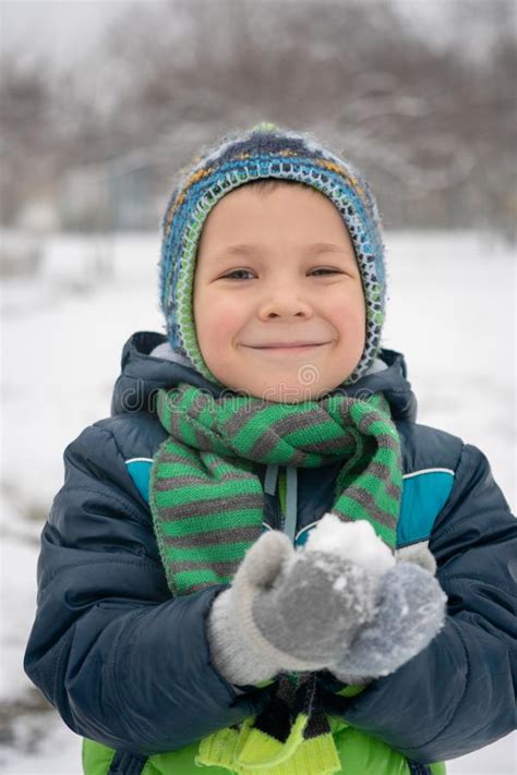 Winter Portrait Of Kid Boy In Colorful Clothes Stock Photo Image Of