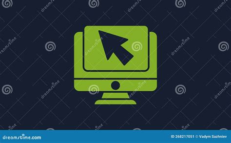 Yellow Computer Monitor And Cursor Icon Isolated On Blue Background