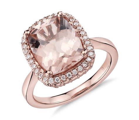 Morganite is still fairly uncommon as an engagement ring, so you will still be the talk of the town if you do choose a beautiful stone and setting. Robert Leser Morganite and Diamond Halo Ring in 14k Rose ...