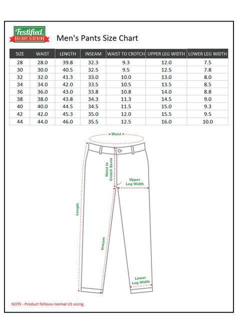 Size Chart Men Pants