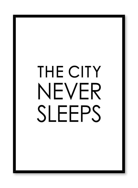 The City Never Sleeps Minimalist Typography Poster | Opposite Wall