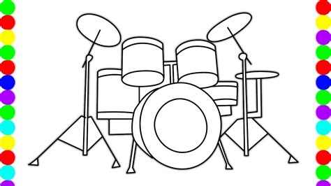 How To Draw A Drum Set Step By Step For Beginners Youtube