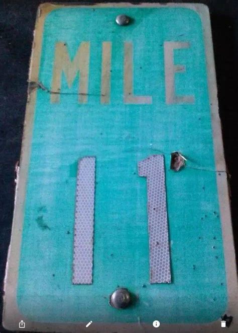 Vintage Mile Marker 11 Interstate Mile Highway Route Road Traffic Sign
