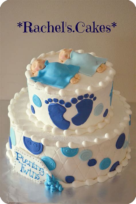 Rachels Cakes Twin Baby Shower Cake Baby Shower Cakes For Boys