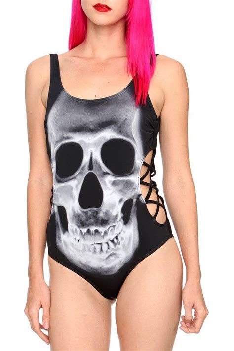 Skulls Hot Topic Get Skinny Cruise Outfits Skull Fashion Cute Bathing Suits Monokini