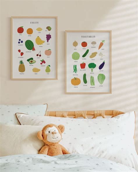 Printable Fruits And Vegetables Poster For Kids Set Of 2 Classroom
