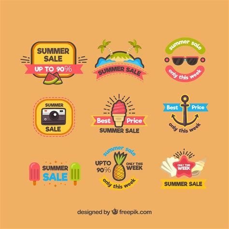 Free Vector Collection Of Summer Sale Stickers