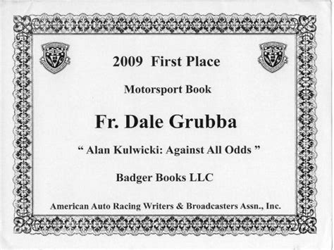 View career statistics for alan kulwicki tweet. Father Dale Grubba DWG Race Pix Books