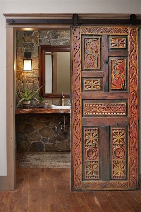 Hand-carved Rustic Barn Door, Custom Size Entrance Front ...
