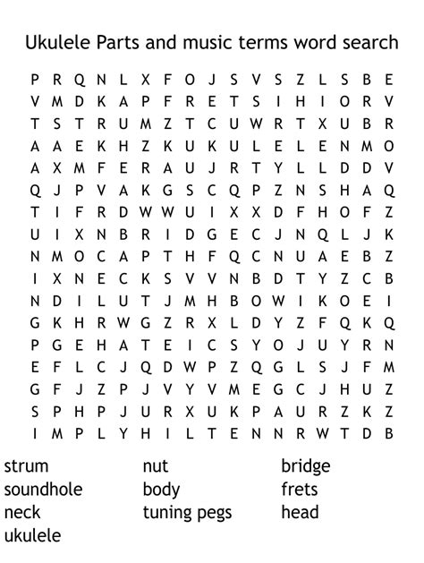 Ukulele Parts And Music Terms Word Search Wordmint