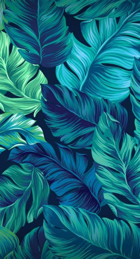 Blue And Green Leaves Wallpaper For Iphone