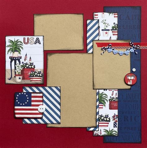 A Scrapbook Page With An American Flag Theme