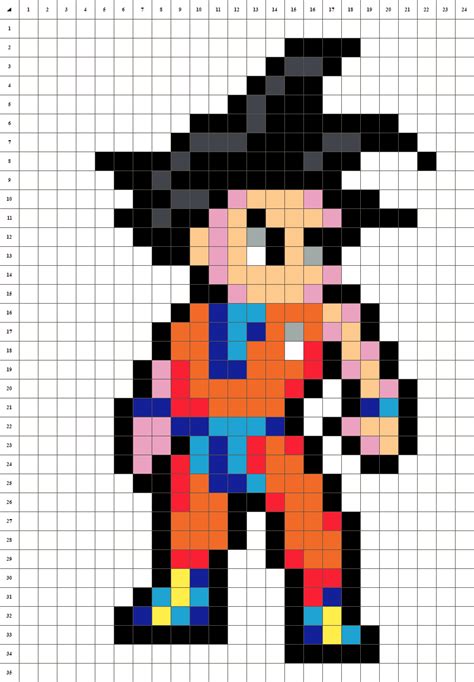 Goku Pixel Art Basit çizim Deseni
