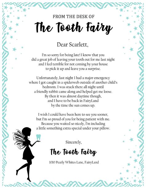 Tooth Fairy Forgot Letter Instant Download Editable Pdf Etsy