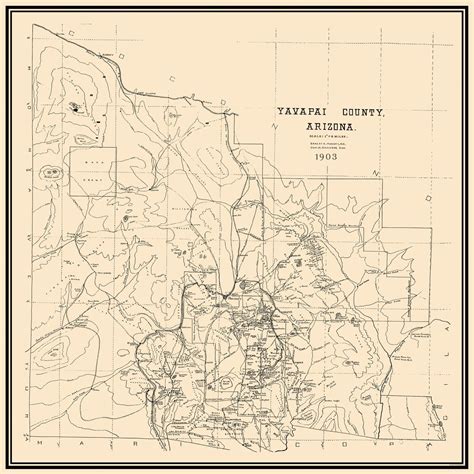 Old County Map Yavapai Arizona 1903 23 X 23 Ebay