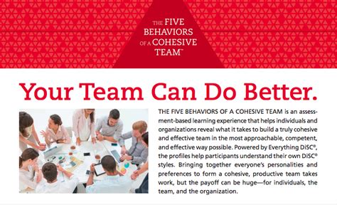 Maybe you would like to learn more about one of these? The Five Behaviors of a Cohesive Team™