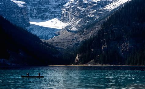 Lake Louise Black Fishing Boat Canada Alberta Turquoise Lake