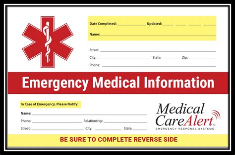 Free Vial Of Life Emergency Medical Information Form
