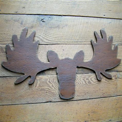 Rustic Moose Wooden Moose Art Moose Lodge Decor Cabin Lake Etsy