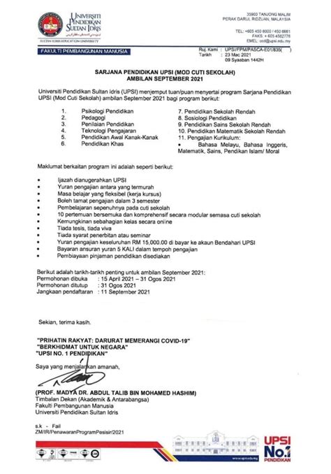 Akademia sdn bhd yang diberi tanggungjawab untuk mempromosikan program ini. MAKLUMAN BERKENAAN PROGRAM SARJANA PENDIDIKAN (MOD CUTI ...