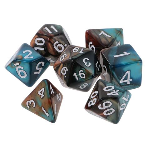 7-die Polyhedral Dice for Dungeons and Dragons DND RPG D20 D12 D10 D8
