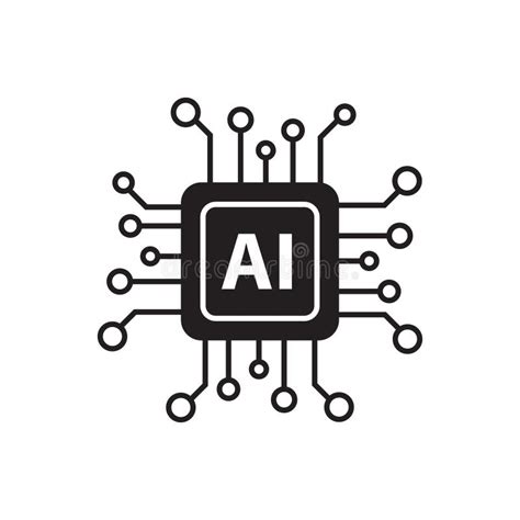 Artificial Intelligence AI Processor Chip Vector Icon Symbol For