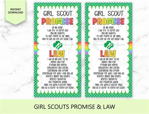 Girl Scout Promise And Law Instant Download Etsy Girl Scout Promise