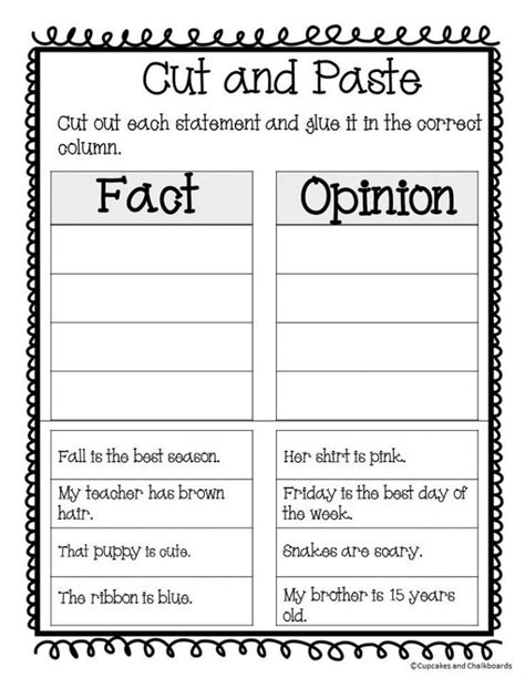 Free Printable Fact And Opinion Worksheets 4th Grade
