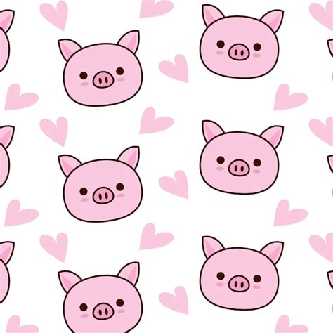 Premium Vector Cute Pig Pattern With Heart