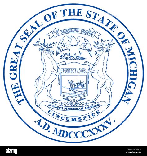 The State Seal Of Michigan Over A White Background Stock Photo Alamy