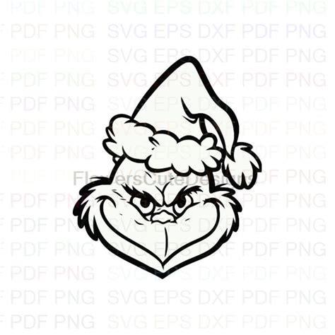The Grinch Face Christmas Outline Svg Dxf Eps Pdf Png Cricut Etsy