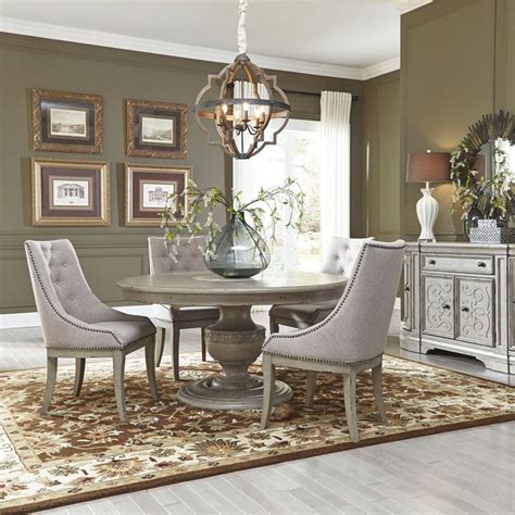 A great way to make the most of your space, our round and oval dining tables offer plenty of room to manoeuvre and come in a variety of different styles from wood to glass. Grand Estates Round Formal Dining Room Set with ...