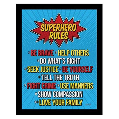 Buyartforless Superhero Rules Framed Wall Poster Superhero Rules