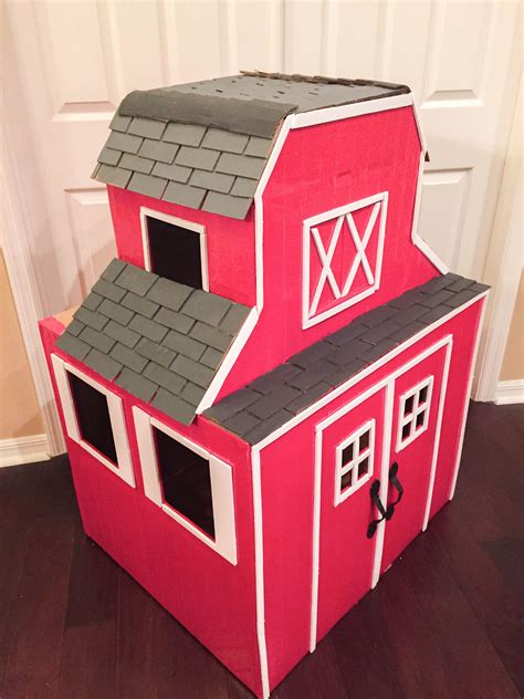 Cardboard Barn House Cardboard Houses For Kids Cardboard Playhouse