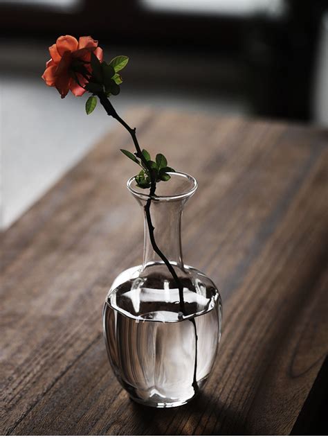a glass vase with a single flower in it
