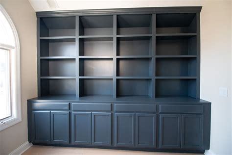 Painting Diy Built Ins Dark Blue The Diy Playbook Built In Shelves