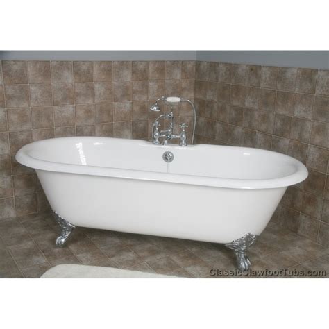 Saturate a cloth and place it over the stain to soak for several minutes; 67" Cast Iron Double Ended Clawfoot Tub | Classic Clawfoot Tub