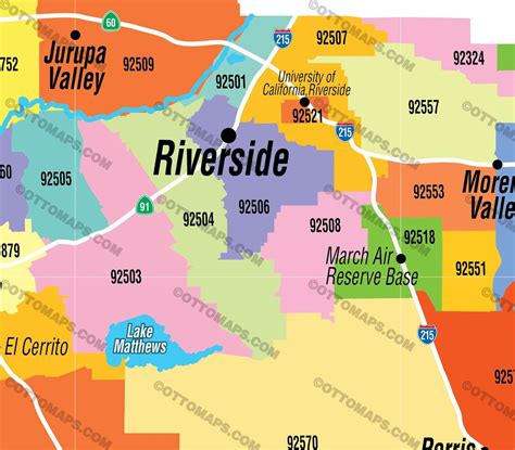 Riverside County Zip Code Map Zip Codes Colorized Otto