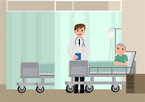 Cartoon Of Old Man Sick Hospital Bed Illustrations Royalty Free Vector