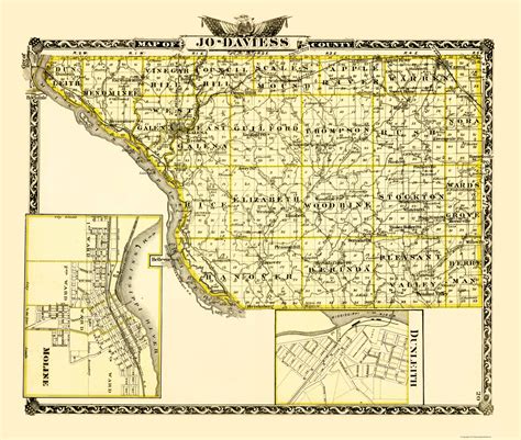 Old County Maps Jo Daviess Illinois Il By Warner And Beers 1870